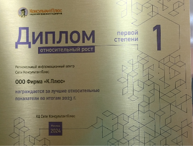 Диплом I степени за относительный рост 2023