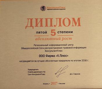 За лучшие абсолютные показатели 2016 г.